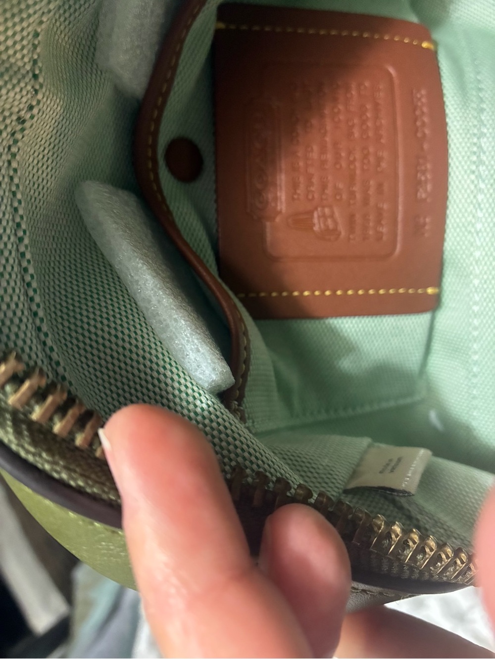 Coach Olive Green Leather Double Pocket Shoulder Bag - Picture 6 of 14